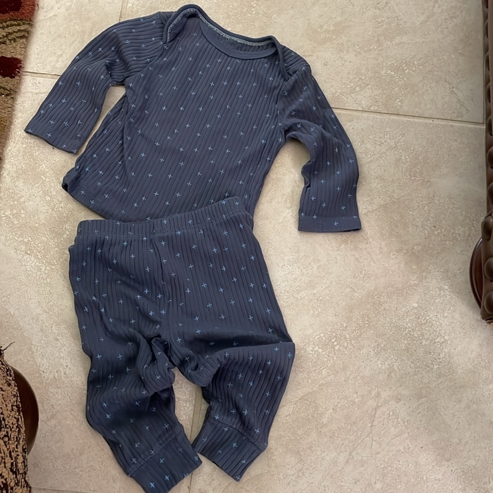 Cloud Island Charcoal Baby Apparel 2pc top & elastics waist cuff pants Blue NEW